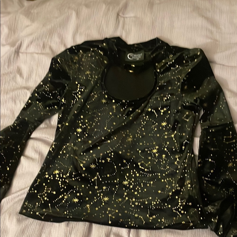 Midnight Hour Black and Gold Celestial Women's Top